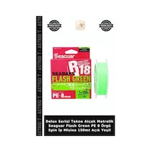 Delux Serisi Tekne Atçek Metrelik Seaguar Flash Green Pe 8 Örgü Spin İp Misina 150mt Açık Yeşil 0.6 PE