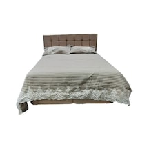 Yatak Örtüsü Zümrüt Çift Kişilik Dantelli Kapuçino %80 Pamuk El Yapım