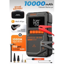 Akü Takviye Cihazı 10.000mah 4-in-1 Hava Kompresörü Powerbank Sos Fener A8822 Auhma