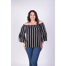 Myline Kadın Düşük Omuzlu Bluz 34399 Lacivert