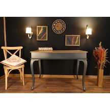 Wooding-Mobilya Wooding 100 Cm Masif Antrasit Naturel Yemek Masası