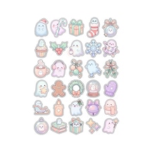 30 Adet Pastel Yılbaşı Hayaleti Sticker Seti - Laptop Defter Telefon İçin Çok Renkli