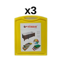 3'lü Türkay 32.5x26.5x1 Cm Saplı-oluklu Polietilen Kesme Tahtası Kesim Levhası Sarı 1237