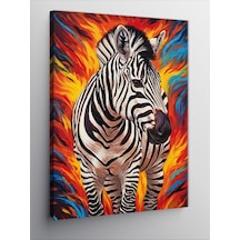 Kanvas Tablo Alevli Zebra Ve Renk Patlaması 50cmx70cm
