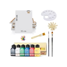 Lüks Akrilik Boya Seti 6x75 Ml Artdeco Lu Set İpek Fırçalı + 35x50 Tuval Sanatsal Set Canlı Renkler