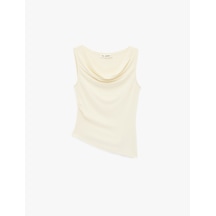 Koton Slim Fit Viskon Kolsuz Asimetrik Degaje Yaka Bluz Sarı 6sal30025ık Sarı