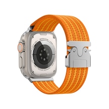 Apple Watch Ultra 49mm Uyumlu Krd-133 Naylon Kumaş Hasır Örgülü Kordon - Turuncu