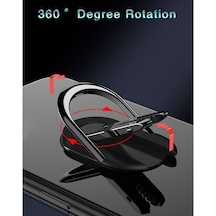 2 İn 1 Cep Telefonu Braketi Tutucu Standı 360 Derece Parmak Yüzük Araç Telefonu Montaj Standı İphone İçin Hava Firar Siyah + Siyah