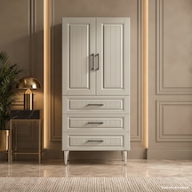 Lausanne Çok Amaçlı Dolap 60 Cm 2 Kapak 3 Çekmece Lake İpek Grisi Ral 7044 - Çok Amaçlı Kiler Dolabı Gri