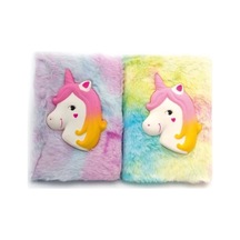 Kabartmalı Unicorn Tasarımlı Peluş Hatıra Defteri Pembe
