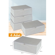 Serstil 4 Adet - Büyük Boy Baza Altı Antrasit Çizgili Hurç 62 X 46 X 22 Cm
