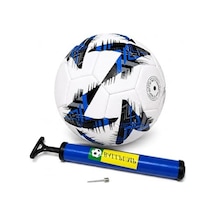 Dikişli Futbol Topu 5 Numara 380gr 32 Panel Pompa Seti İle Mavi-siyah-beyaz Açık Altın