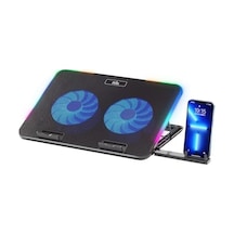 Mila Serisi M2 R-type Rgb Işıklı, 2 Büyük Fan, Telefon Standı,2 Usb Notebook Soğutucu Stand
