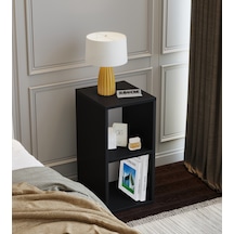 30 Cm Mdf Modern Siyah Komodin Çok Amaçlı Yan Sehpa