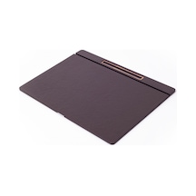 Turgut Office Deri Kapaklı Masa Sümeni Kahve Ahşap Detaylı 50 x 35 CM