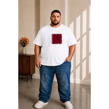 Sngl Tekstil Erkek Büyük Beden Kısa Kollu Katar Bayrak Baskılı Tişört 3xl 4xl 5xl 6xl 7xl 8xl 9xl Beyaz