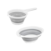 Katlanabilir Süzgeç Seti, 40 Cm Yuvarlak Ve 30,5 X 14 Cm Saplı, Bpa İçermeyen, Beyaz Ve Gri, 2&apos Li