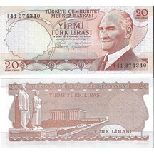 6. Emisyon 20 Türk Lirası I Harfi Yerli Kağıt Para Çil Unc Koleksiyon Para