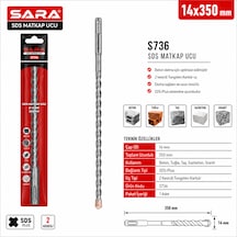 Sara S736 Sds Plus Matkap Ucu 14 X 350 Mm, 2 Kesicili Tungsten Karbür Uçlu