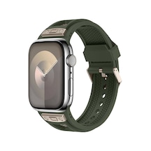 Apple Uyumlu  Watch 7 8 9 10 Serisi 45mm Kordon Delikli Metal Süslemeli Desenli Silikon Band 117