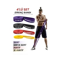 30 + 38 Kg Power Loop Direnç Bandı Kas Geliştirme Fitness Crossfit Barfiks Lastiği Sarı + Kırmızı + Siyah + Mor
