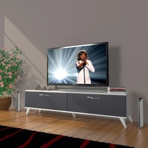 Decoraktiv Eko 140 Mdf Std Retro Tv Ünitesi Tv Sehpası - Beyaz - Antrasit Beyaz - Antrasit