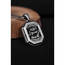 Encili Silver 925 Ayar Gümüş Kare Model Allah Resulü Muhammed Yaz
