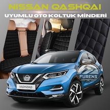 Nissan Qashqai Siyah Tay Tüyü Cepli & Terletmez Sırtlı Oto Koltuk Minder Seti - Koruma Kılıfı  Ön & Arka Set