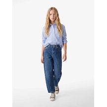 Koton Loose Fit İndigo Kız Çocuk Jean Pantolon 7wkg40025ad