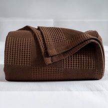 Rayme Tekstil Waffle Desenli Pike Yatak Örtüsü Koyu Kahverengi, Çift Kişilik Pike 200x230 Cm, 100% Pamuk, Hafif 4 Mevsim Kullanım Çok Renkli
