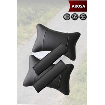 Arosa Uyumlu Deri Kemer Koruyucu Siyah Deri Yastık Lüks Set