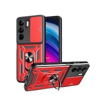 Muratech Newface Realme C75 4g Kılıf Pars Lens Yüzüklü Silikon - Kırmızı