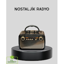 Mey İthalat Led Li Nostaljik Bluetooth Hoparlör Vintage Tasarım, Ahşap Doku
