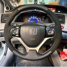 Honda Civic Fb7 Araca Özel Direksiyon Kılıfı Alcantra Damarlı Siyah İp Siyah