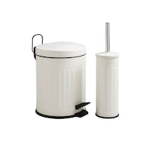 Vintage Banyo Seti Beyaz Çöp Kovası 5lt Tuvalet Fırçası Lüks Model - Mini Boy Çöp Poşeti Hediyelidir Beyaz