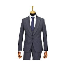 Erkek Silim Fit Yelekli Çift Yırtmaçlı Takım Elbise Bgl-st04737 Lacivert
