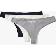 Koton Brazilian Külot 3'lü Paket Slogan Baskılı Pamuklu Mavi 4wlk30091mk 4WLK30091MK634 Mavi