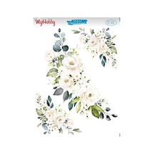 St 325 Beyaz Gül Desenli Sulu Transfer 25x35 Renkli - 530073472