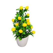 Saksıda Limon Mutfak Süsü Beyaz Saksıda Orta Boy Yapay Çiçek.