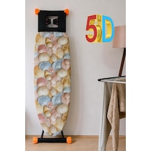 5d Özel Kumaş Keçeli Ütü Masası Kılıfı Masaya Göre Ayarlanabilir İpli Stoperli 55x140cm Deniz Kabuğu Çok Renkli