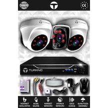 Turkno 3 Kameralı Pania 2 İç Kamera Set HDD'siz Full HD Gece Görüşlü Güvenlik Kamerası Sistemi