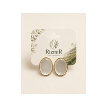 Gold Krem Oval Kadın Küpe