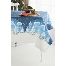 Ays Home Mavi Christmas Yılbaşı Yemek Masa Örtüsü