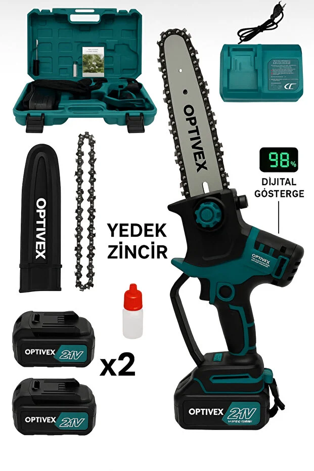 Dal Budama Testeresi Kömürsüz Otomatik Yağlamalı Dijital Göstergeli 21v 3 Amper