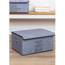 Keçe Kapaklı Çok Amaçlı Maxi Kutu Gri 47x37x24 Cm