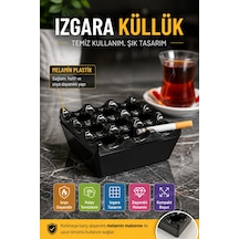 Siyah Melamin Izgara Küllük Kare Kül Tablası Isıya Dayanıklı Cafe Balkon Masa Küllüğü