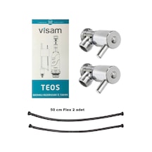 VİSAM Teos İç Takım 2 Ad Ara Musluk Fleks Rezervuar İç Takım Seti Krom