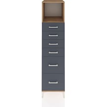 Kronos Dolap Tek Raflı 6 Çekmeceli 44x59x182 Çam-antrasit Atlas Çam