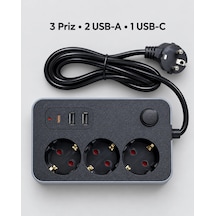 Ev Ve Ofis Kullanımına Uygun Usb Ve Type C Şarj Çıkışlı Akım Korumalı Çoklu Priz 1