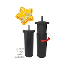 2 Adet Ayarlı Destek Ayağı 13 X 19 Cm Siyah Gizli Ayak M8 Civata Incediş Mobilya Kanepe Baza Koltuk Diğer